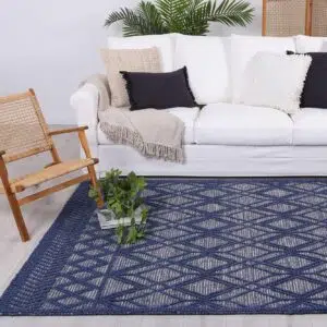 Himalaya Cobblestone Tribal Blue Wool Rug - Elegant Design & Layered Texture, Premium Material, Durability for Modern Interiors