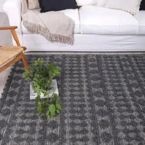 Himalaya Handwoven Grey Wool Rug 12mm Thick Trendy Design Durable Safe Non-Slip