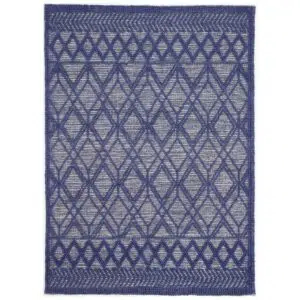 Himalaya Cobblestone Tribal Blue 12mm Pile Wool Rug, Durable, Modern Floor, Indian Craft