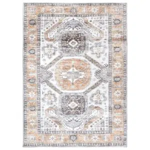 Eco-friendly machine-washable rug with stain-resistant surface and durable design