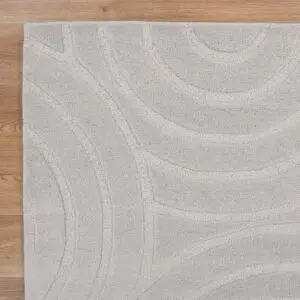 Les Nomades Ellipse Light Grey Wool Rug - Handmade Modern Design