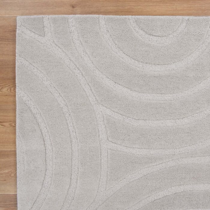 Les Nomades Ellipse Light Grey Wool Rug - Handmade Modern Design
