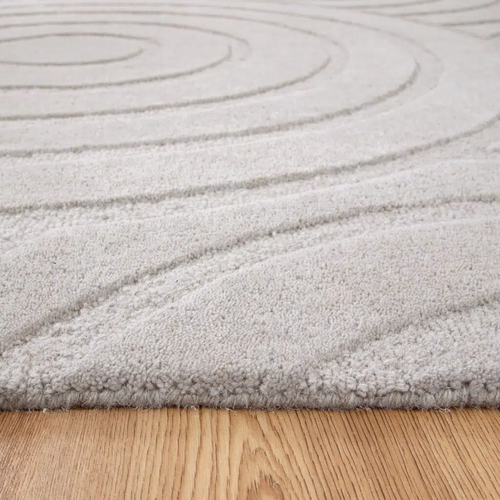 Les Nomades Ellipse Light Grey Wool Rug - Earthy Sophistication Meets Modern Design with Soft Looped Texture and Neutral Tones