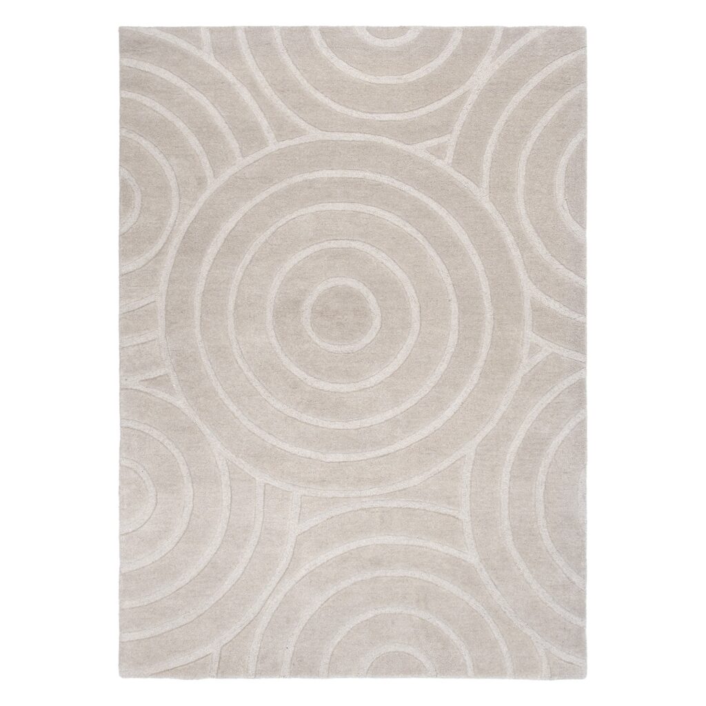 Les Nomades Ellipse Beige Wool Rug 20mm Pile Organic Modern