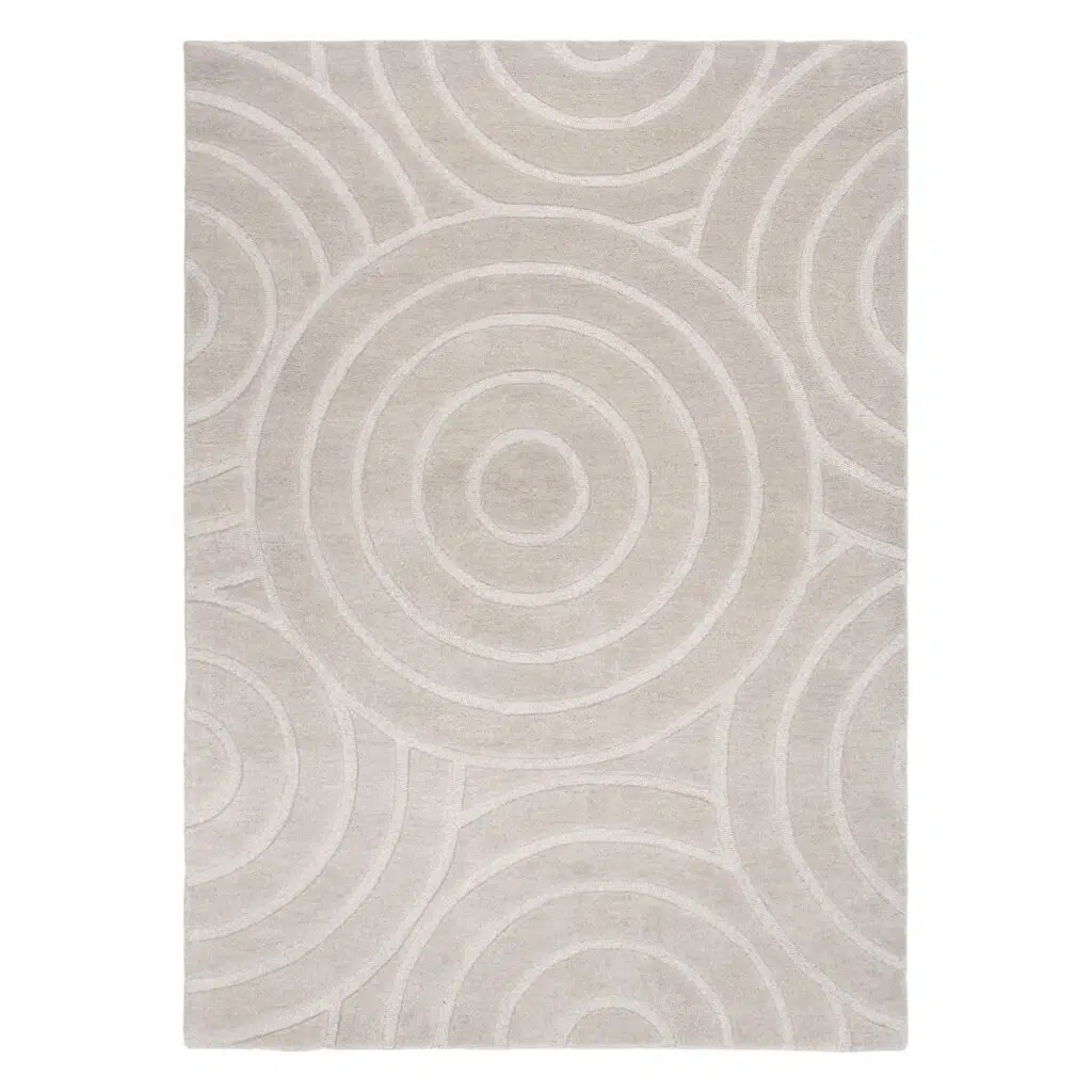 Les Nomades Ellipse Beige Wool Rug 20mm Pile Organic Modern