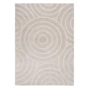 Les Nomades Ellipse Beige Wool Rug 20mm Pile Organic Modern