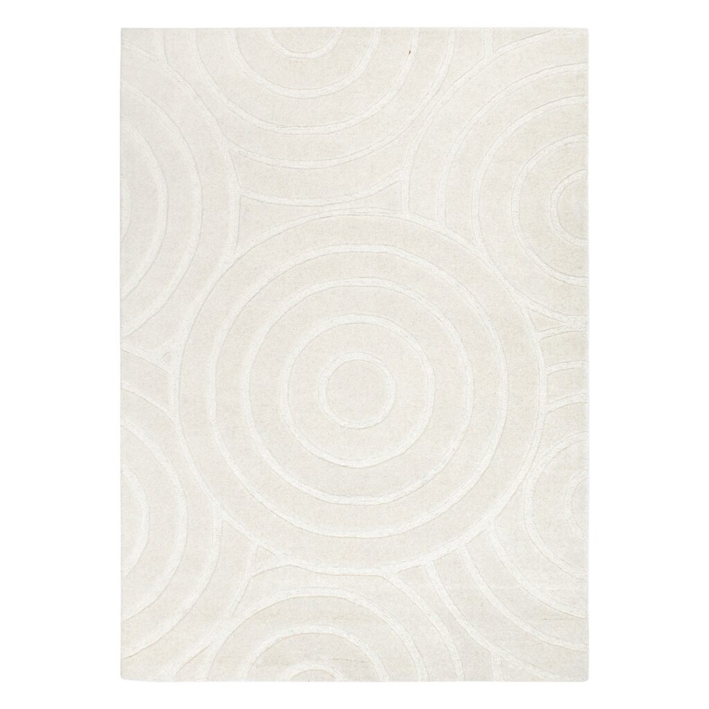 Cream Wool Rug with Handcrafted Modern Design & Eco-friendly Natural Texture