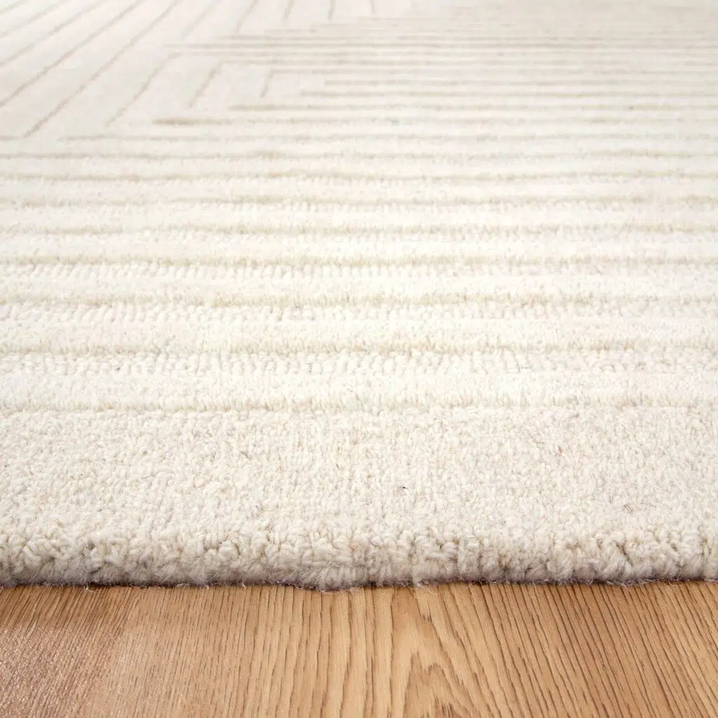 Handmade Cream Wool Rug Organic Modern Design