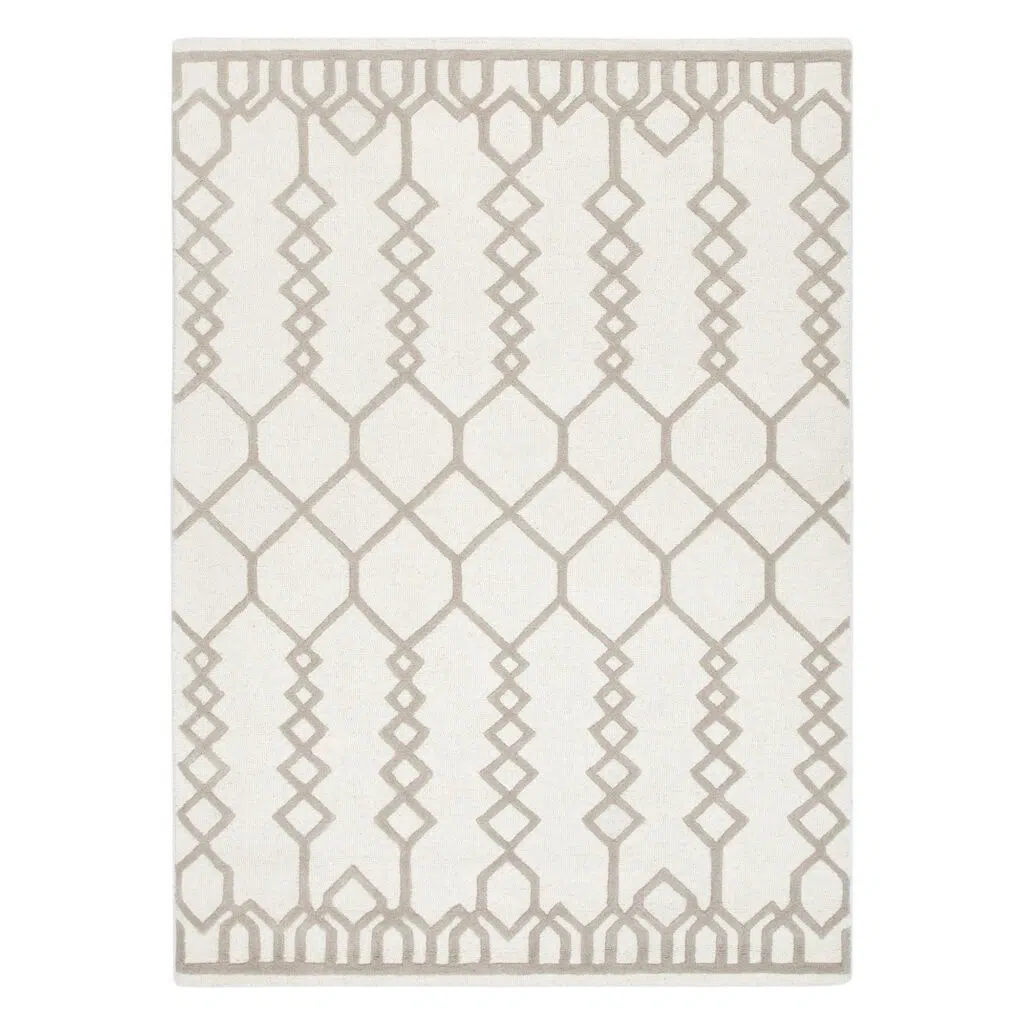 Handmade Beige Wool Rug with Natural Elegance & Comfort