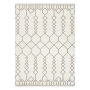 Handmade Beige Wool Rug with Natural Elegance & Comfort