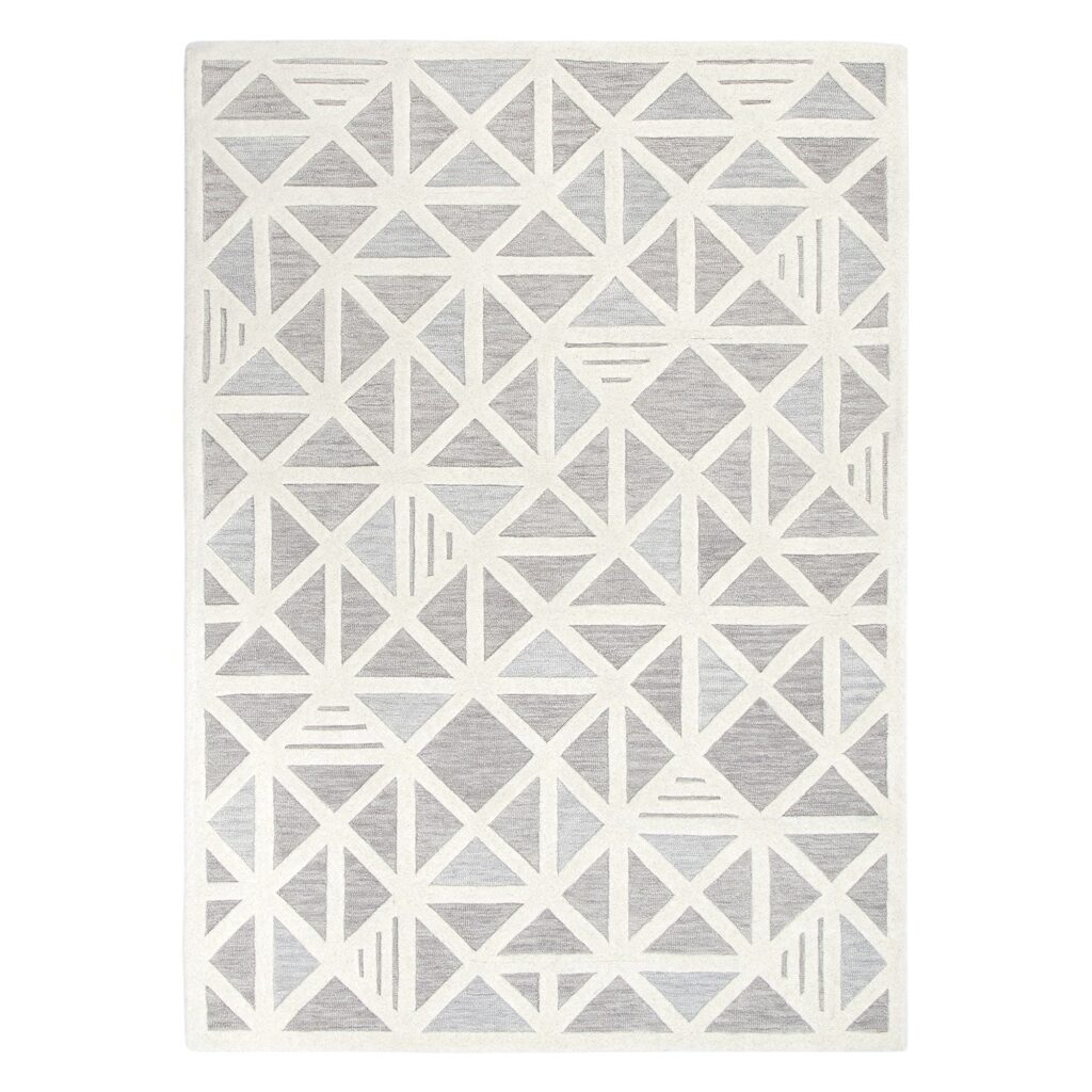 Handmade Greige Wool Rug Modern Design Durability