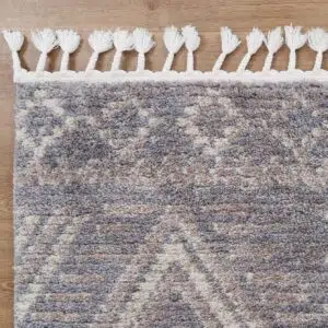 Luxurious plush Moroccan ash rug with soft polyester, Turkish-made, ideal for living rooms and offices
