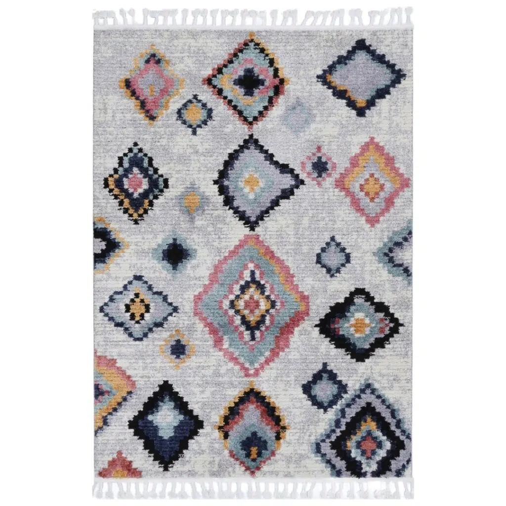 Soft, durable, modern shag rug with neutral base and anti-slip underlay for comfort and style