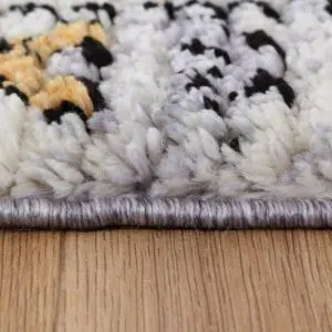 Moda Tribal Border Multi Rug (Morocco) - Super Soft Shag Rug Durable Moroccan Design for Low-Traffic Areas