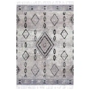 Moda Tribal Diamond Ash Rug (Morocco) - Elegant shag rug with high-pile polyester for soft comfort and durability, ideal for living room, home office, or study.
