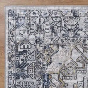 Oporto Taicang Blue Grey Traditional Rug - 10mm Pile, Polyester, Versatile Design