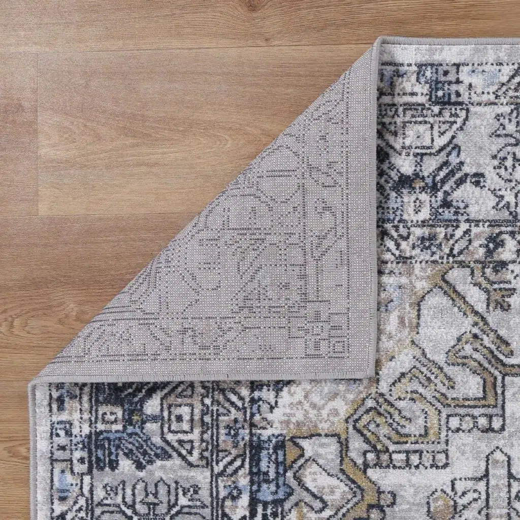 Blue & Grey Traditional Soft Rug with Velvety Texture and Durable Pile