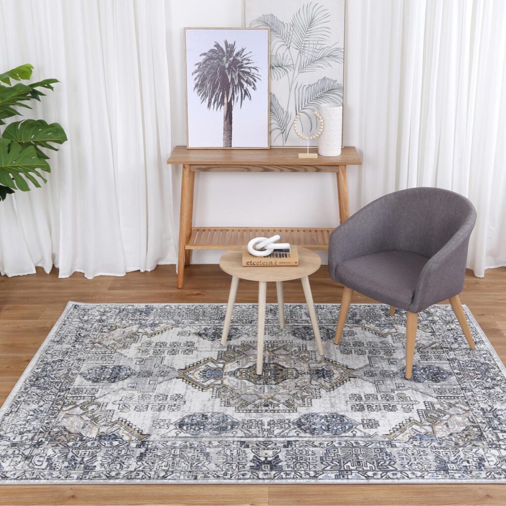Oporto Taicang Blue Grey Traditional Soft Rug