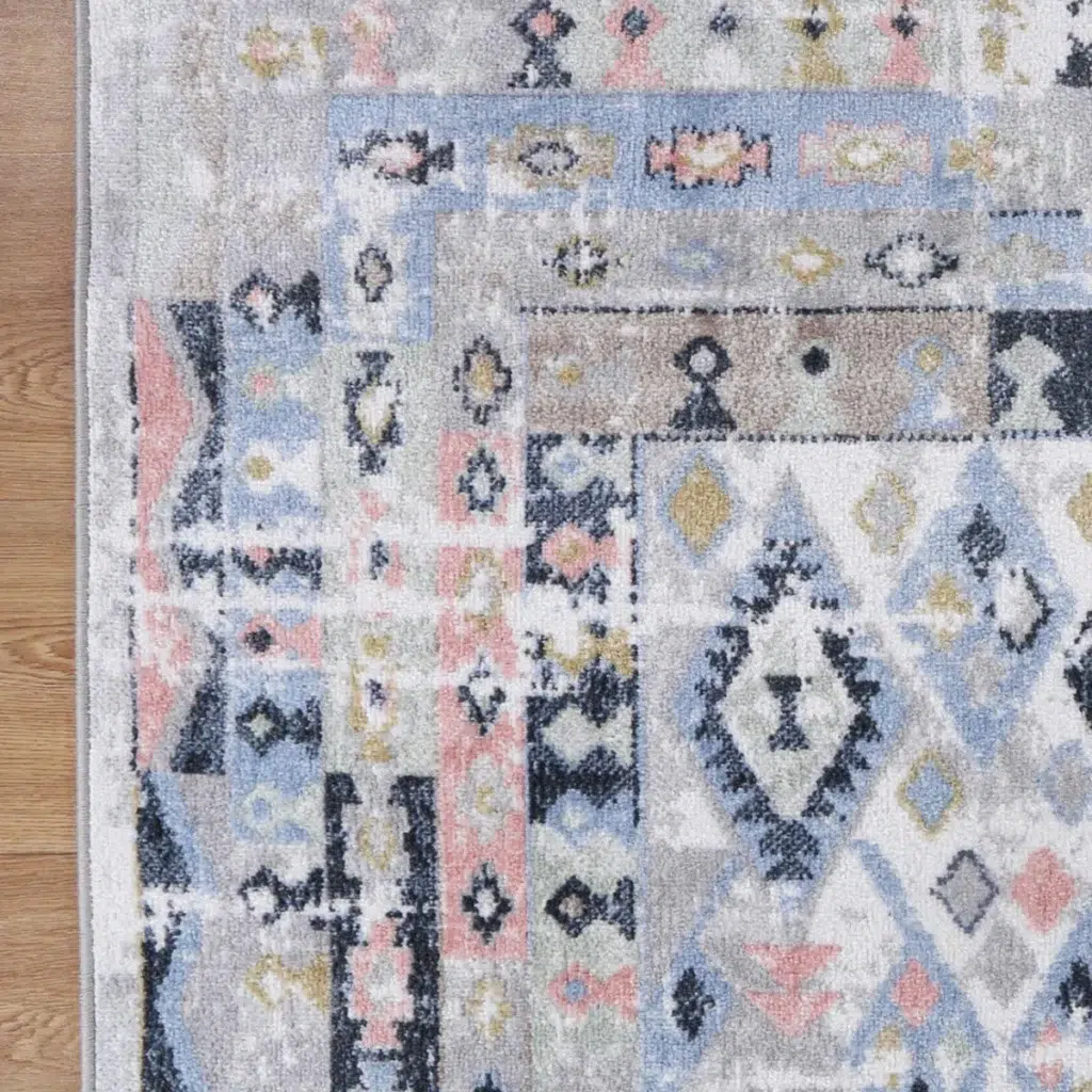 Oporto Colombo Multi Tribal Soft Rug versatile design adds elegance to any room luxurious texture neutral tones multiple sizes available
