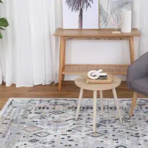 Oporto Colombo Multi Tribal Soft Rug featuring transitional distressed designs and contemporary abstract patterns in neutral tones with luxurious velvety texture ideal for modern coastal or bohemian interiors