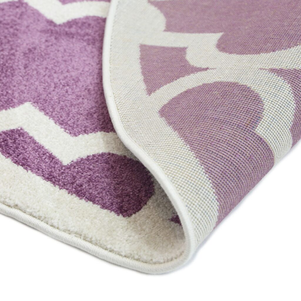 Kids Round Violet Pink Lattice Rug Premium Safe Easy Maintain