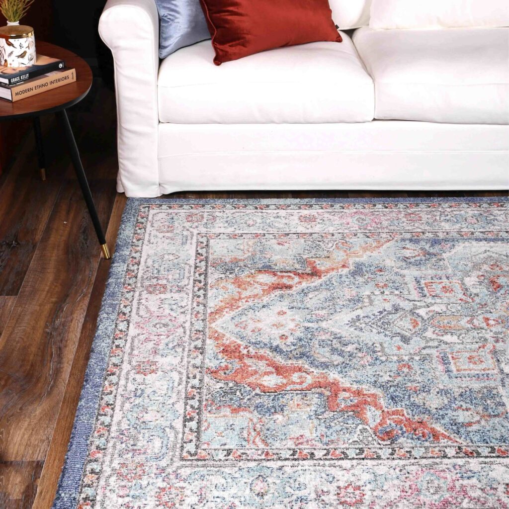 Salsa Maykel Blue Terracotta Transitional Rug 160x230cm Rectangular Polypropylene Made Turkey Soft Durable Design