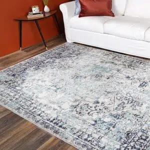 Ivory & Blue Transitional Rug, Polypropylene, Rectangular/Circular, All Rooms, Easy Care