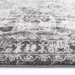 Ivory and grey transitional Salsa Carine rug with durable polypropylene material perfect for high traffic areas