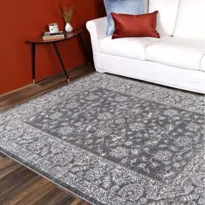 Salsa Dorian Grey Transitional Rug elegant design multiple sizes available durable polypropylene power loomed craftsmanship soft luxurious feel perfect for living room office space