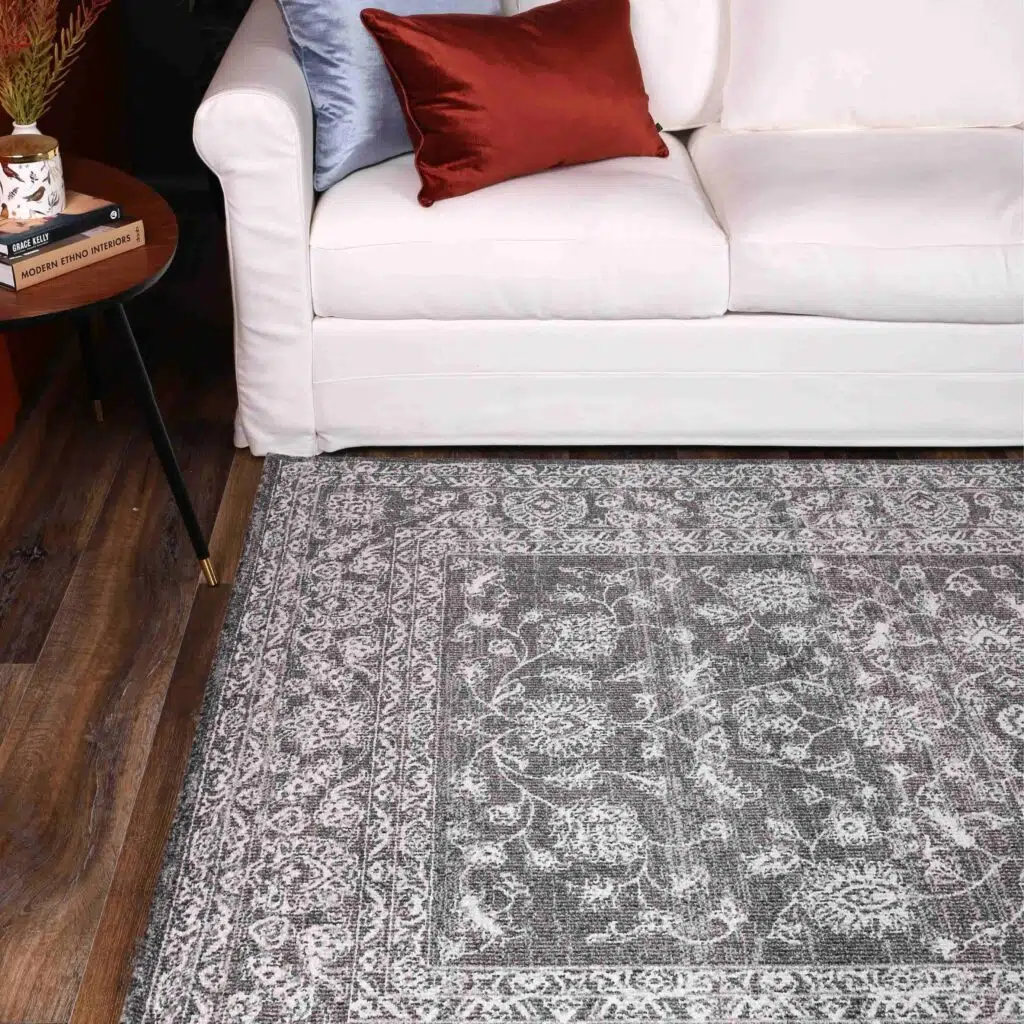 Salsa Dorian Grey Transitional Rug elegant design multiple sizes soft luxurious feel durable polypropylene power loomed craftsmanship
