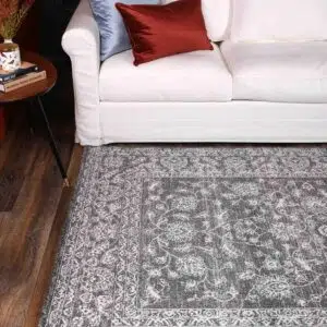 Salsa Dorian Grey Transitional Rug elegant design multiple sizes soft luxurious feel durable polypropylene power loomed craftsmanship