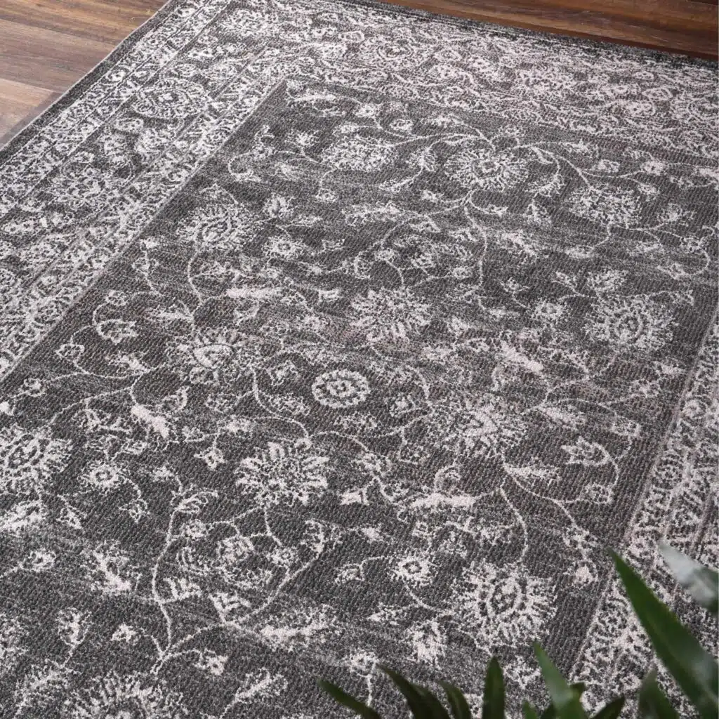 Salsa Dorian Grey Transitional Rug available sizes elegant design durable polypropylene luxurious feel home office use