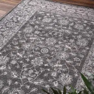 Salsa Dorian Grey Transitional Rug available sizes elegant design durable polypropylene luxurious feel home office use
