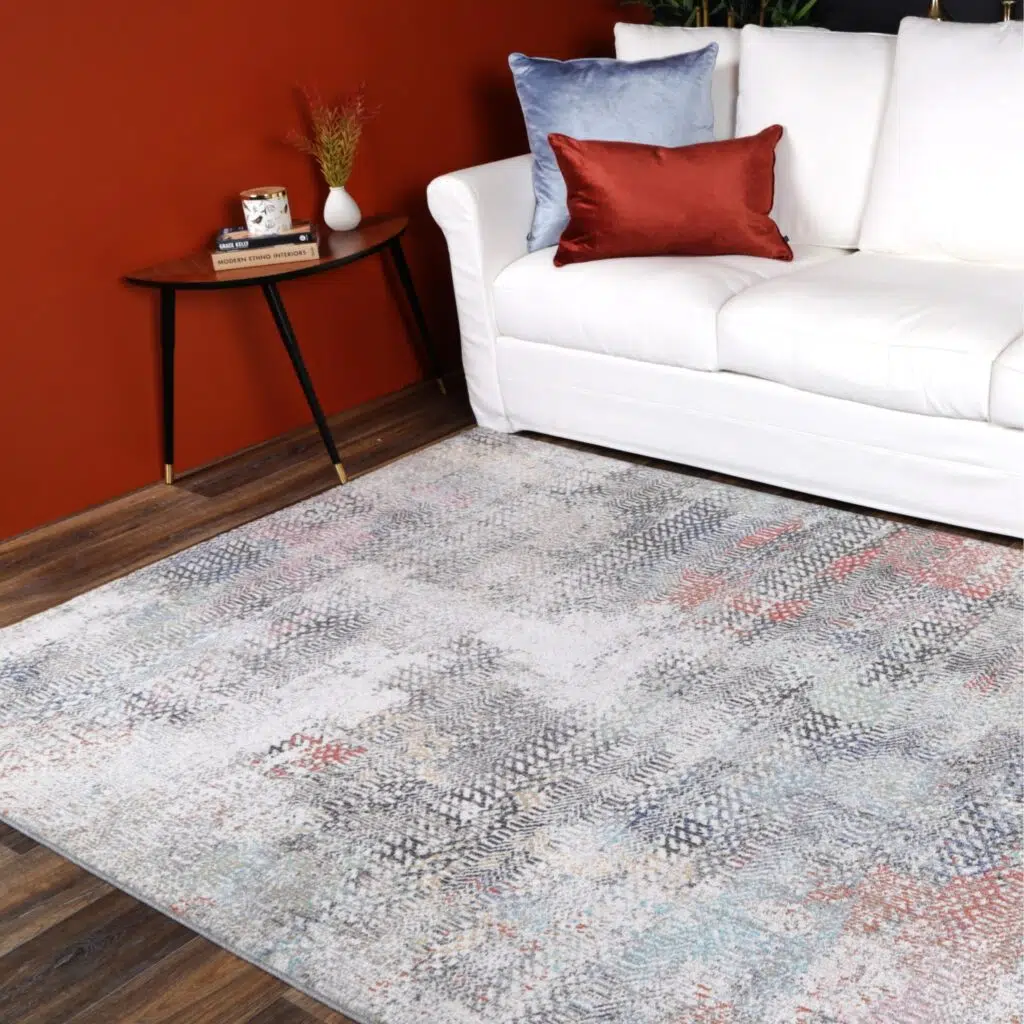 Salsa Ernesto Grey & Terracotta Tribal Rug - Polypropylene Rug, Turkish Made, Versatile for Living Rooms, Offices, Desks