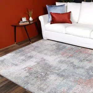 Salsa Ernesto Grey & Terracotta Tribal Rug - Polypropylene Rug, Turkish Made, Versatile for Living Rooms, Offices, Desks