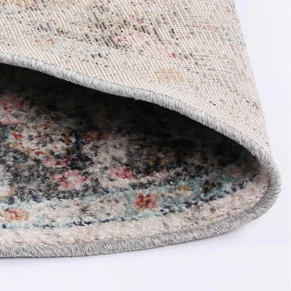 Transitional Cream Round Rug | Polypropylene, Turkey, 11mm Pile