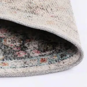 Transitional Cream Round Rug | Polypropylene, Turkey, 11mm Pile