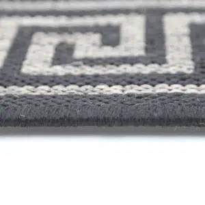 salojo grey bordered patterned rug modern space minimalist design durable easy maintenance