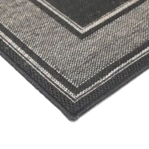 Modern Flatweave Rug with Black Border Line Pattern