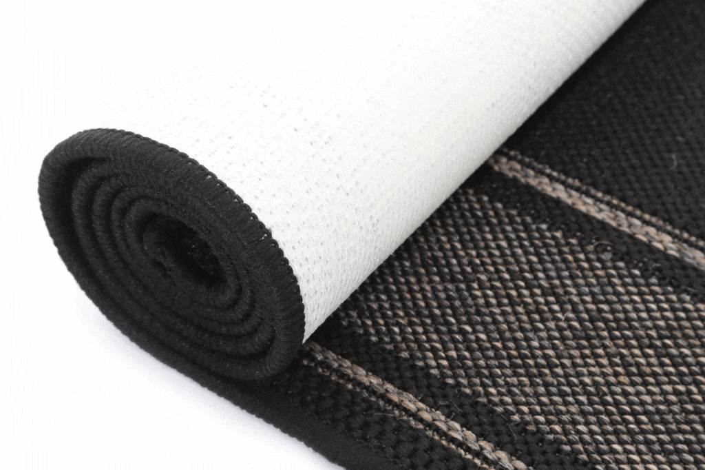 Sisalo Black Bordered Line Pattern Rug - Low Maintenance, Durable, Modern & Neutral Color Palette