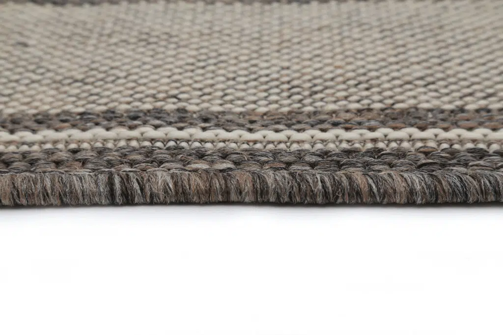 Sisalo Brown Beige Outdoor Bordered Rug - Low-Maintain, Stain-Resist, Durable, Neutral Flatweave for Versatile Living