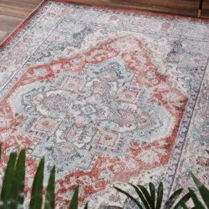 Salsa Transitional Rug Terracotta & Ivory for Living Room & Office