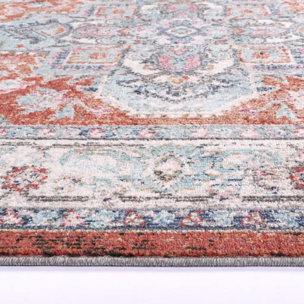 Salsa Seo Terracotta & Ivory Transitional Rug - Easy Clean, Durable, Versatile