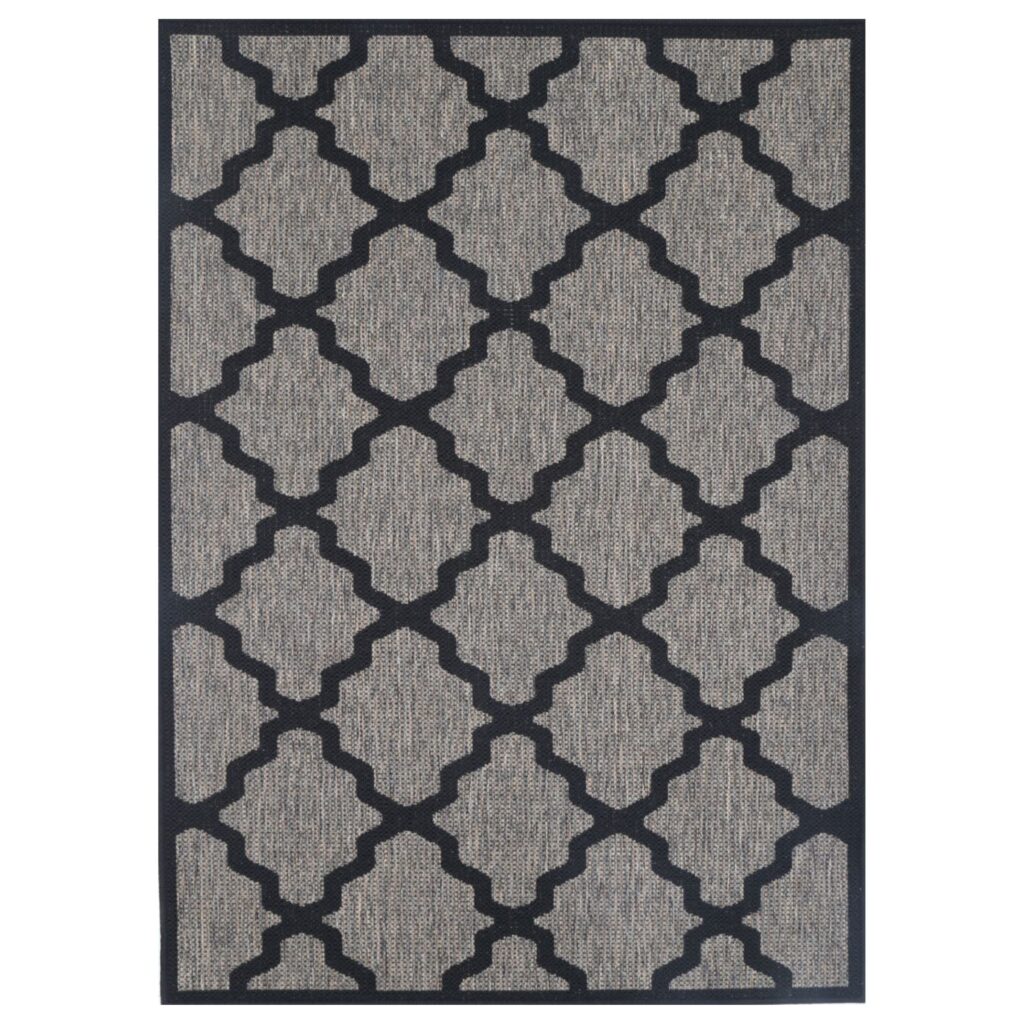 Sisalo Beige & Black Geometric Rug - Low-Maint Durable Traditional Craftsmanship