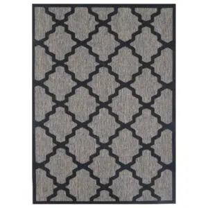 Sisalo Beige & Black Geometric Rug - Low-Maint Durable Traditional Craftsmanship