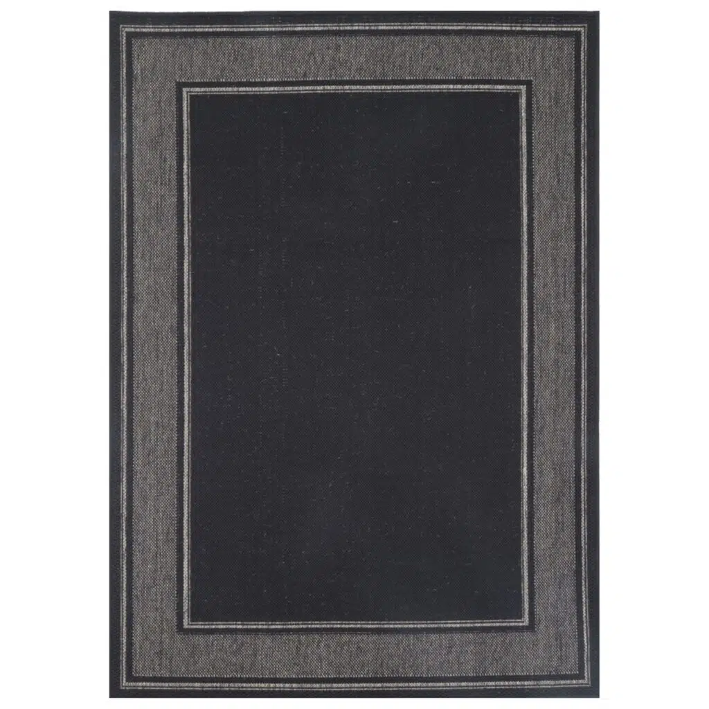 Sisalo Black Bordered Line Pattern Rug – Low Maintenance, Durable, Modern Interior