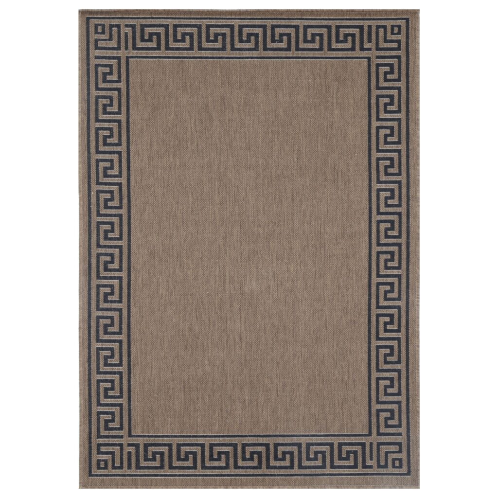 Low-Maintain Neutral Brown Beige Border Patterned Rug