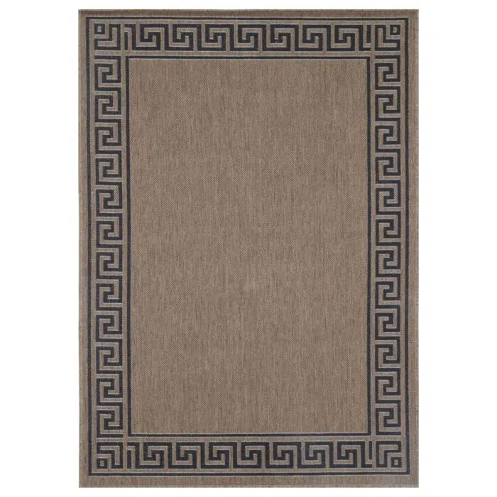 Sisalo Brown Beige Bordered Patterned Rug