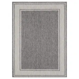 Sisalo Brown Beige Outdoor Bordered Rug – Low-Maintain, Durable 8mm Flatweave