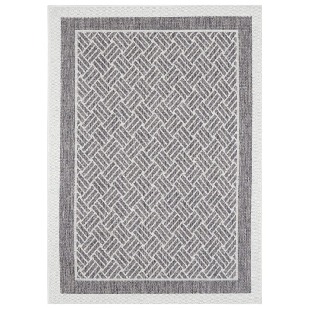 Low-Maintenance Neutral Geometric Ikat Rug with Durable Polypropylene Construction (Egyptian Weaving, 8mm Pile)